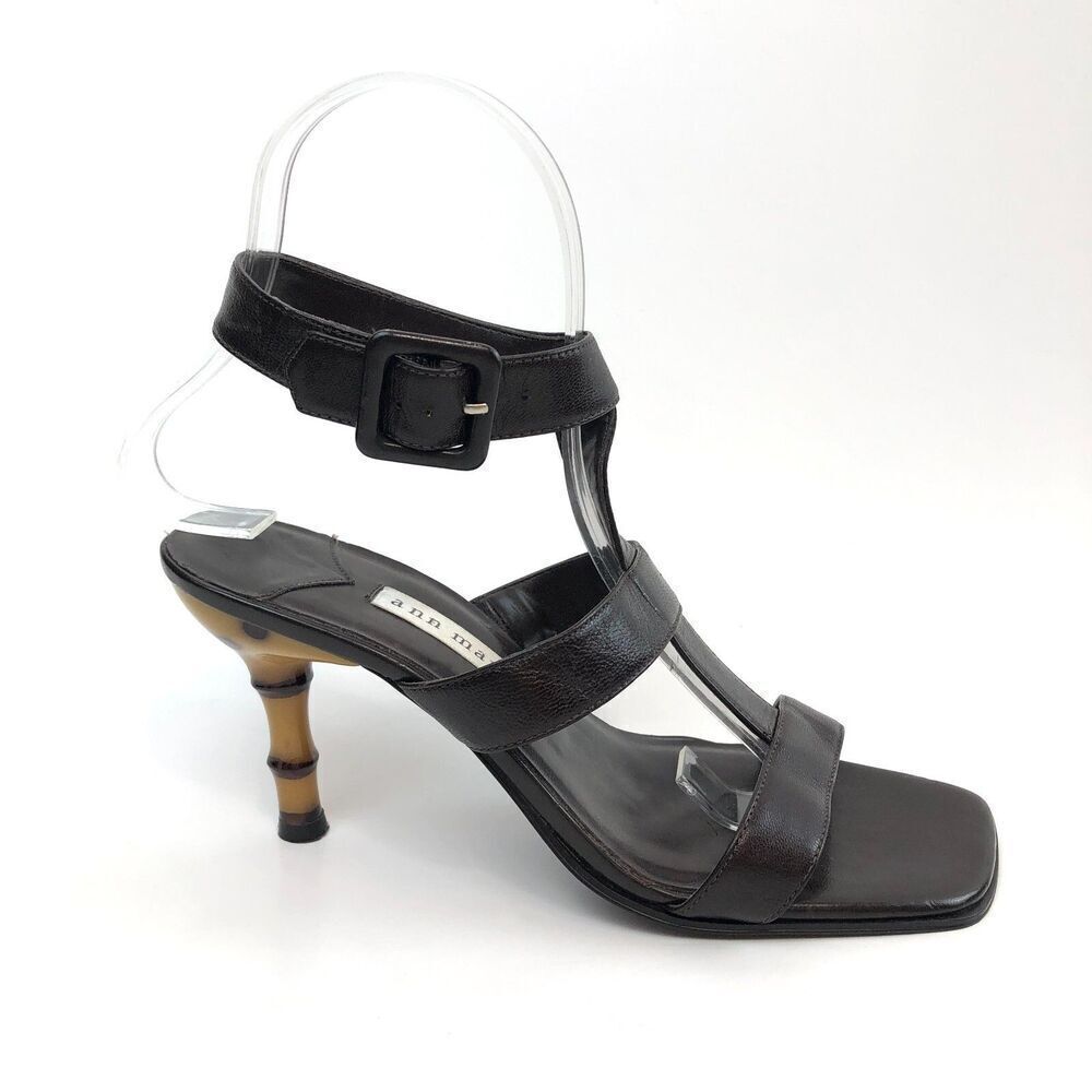 Vintage 90s Y2k Ann Marino Ankle Strap Heel Sandal Brown Size 6